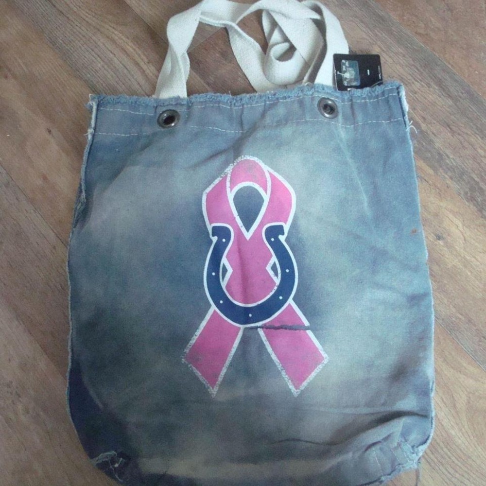 INDIANAPOLIS COLTS JEAN CANCER 14X18 BAG PURSE VINTAGE ZIPPER L4